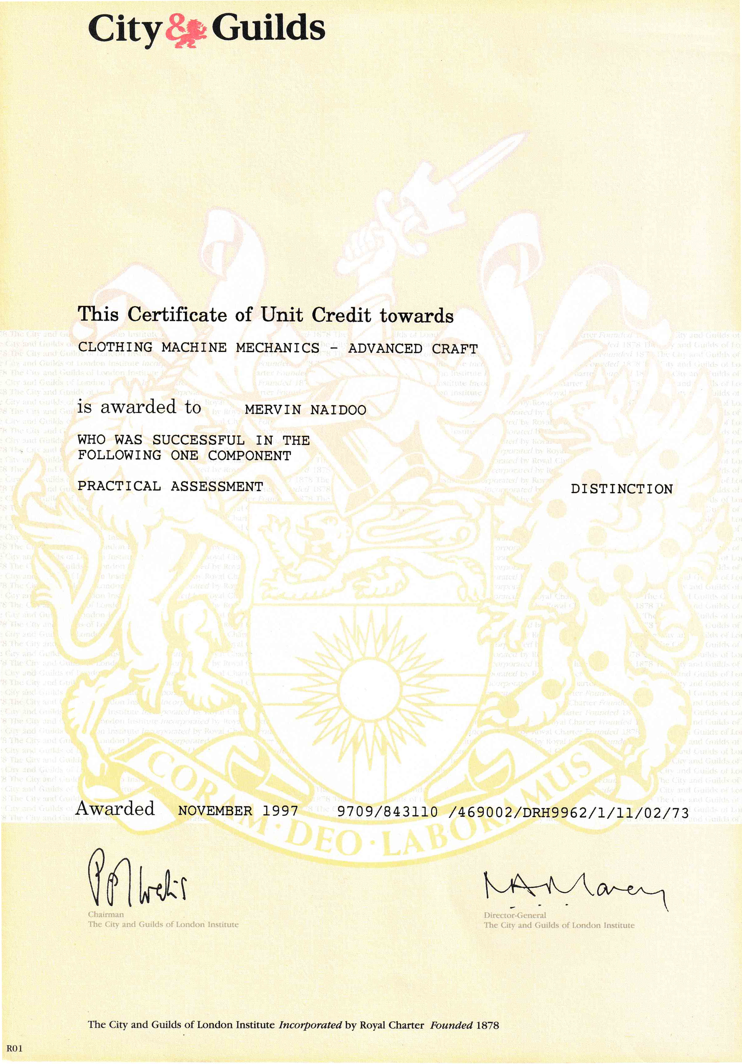 City & Guilds Certificate